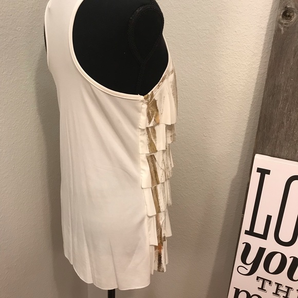 Twenty One Cream and Gold Ruffle Tank Sz large - Picture 3 of 6